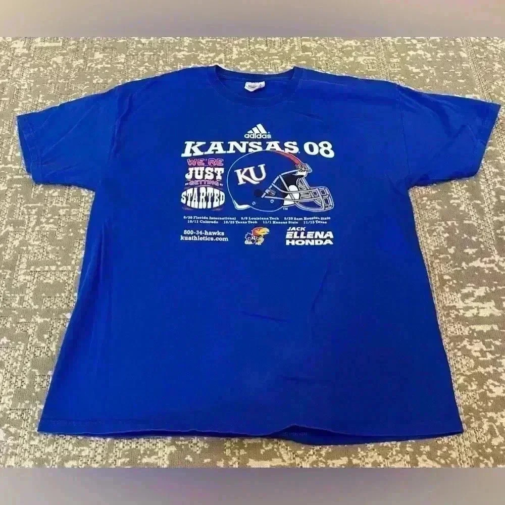 Kansas Jayhawks 2008 Football Short Sleeve Men’s size 2XL‎ color Blue